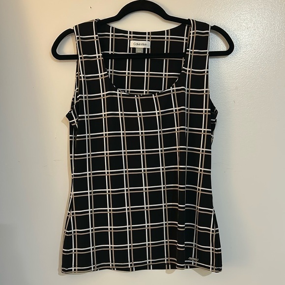 1954- Calvin Klein Black & White Plaid Tank Top – Women’s Size M - Picture 2 of 5